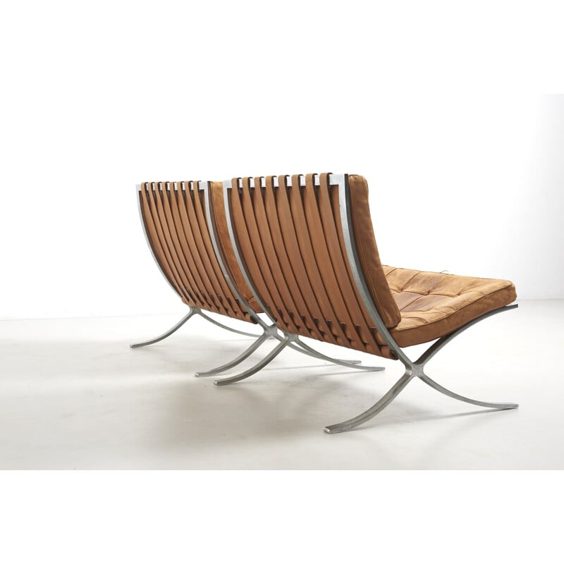 Pair of vintage armchairs "Barcelona", Mies Van der Rohe, Knoll International, Germany 1960