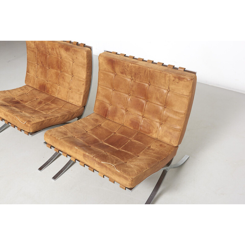 Pair of vintage armchairs "Barcelona", Mies Van der Rohe, Knoll International, Germany 1960