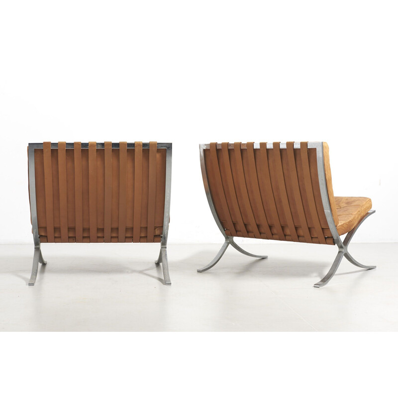 Paire de fauteuils vintage "Barcelona", Mies Van der Rohe, Knoll International, Allemagne 1960