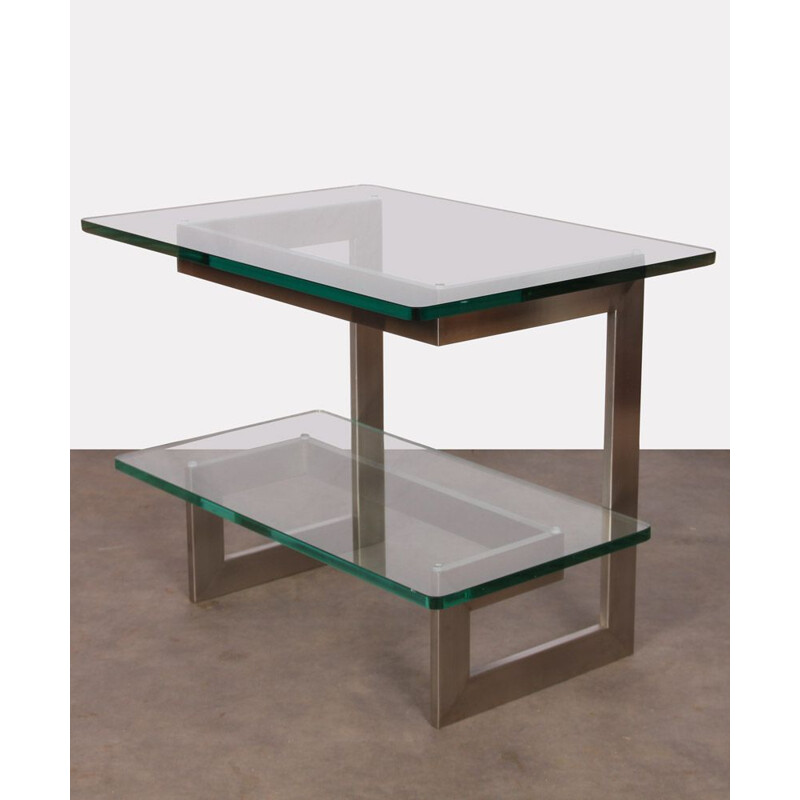Vintage metal and glass console by Paul Legeard, 1970