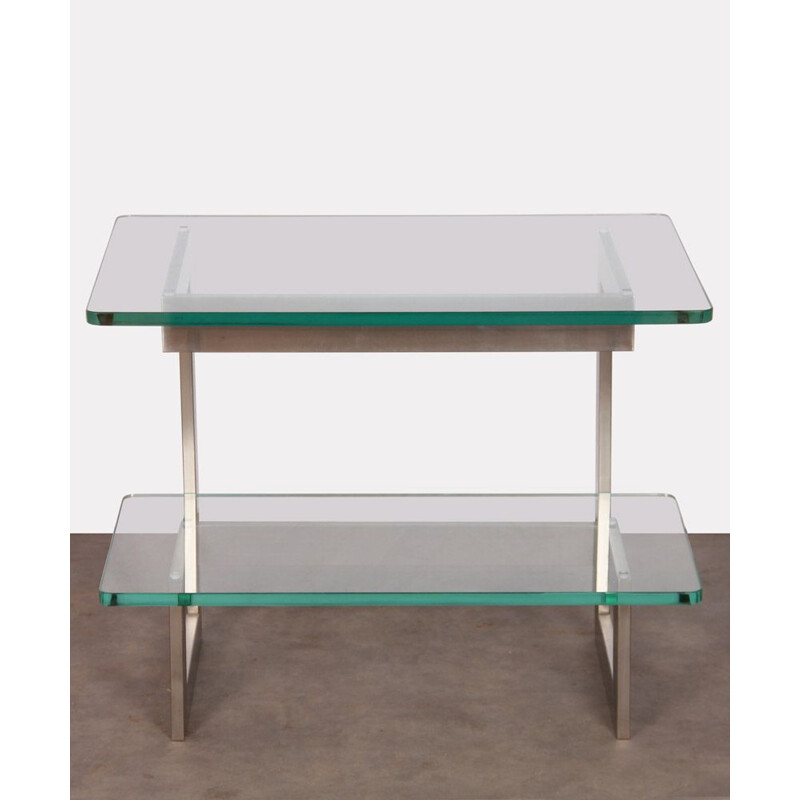 Vintage metal and glass console by Paul Legeard, 1970