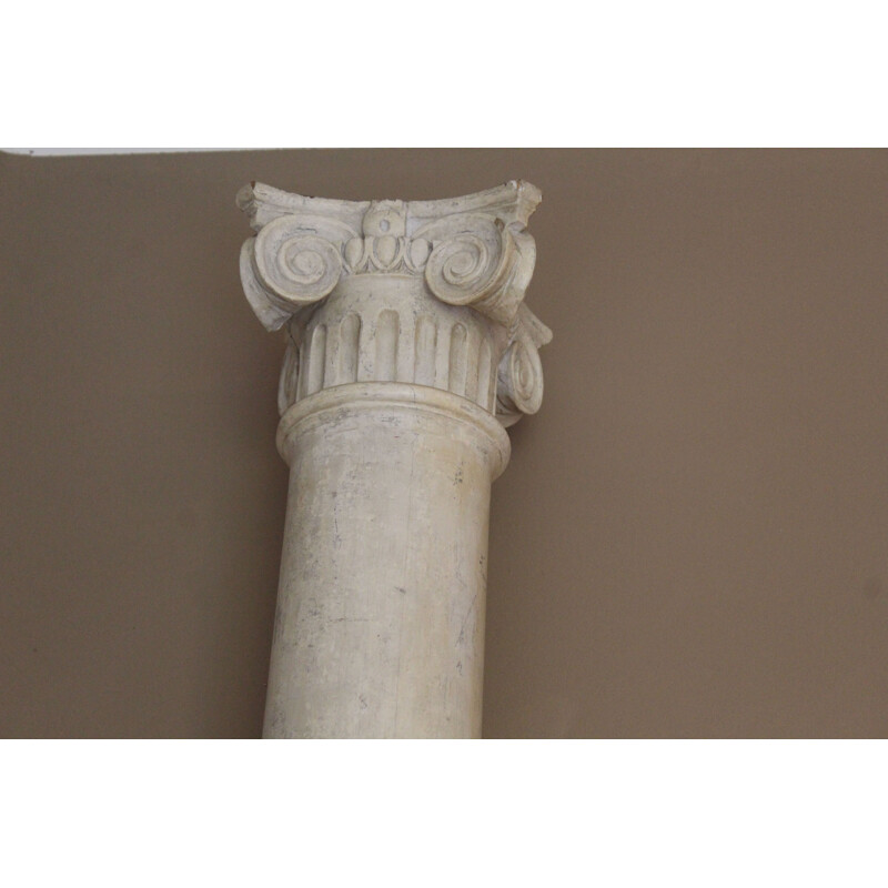 Pair of vintage wooden columns with 1900 Carrara marble effect