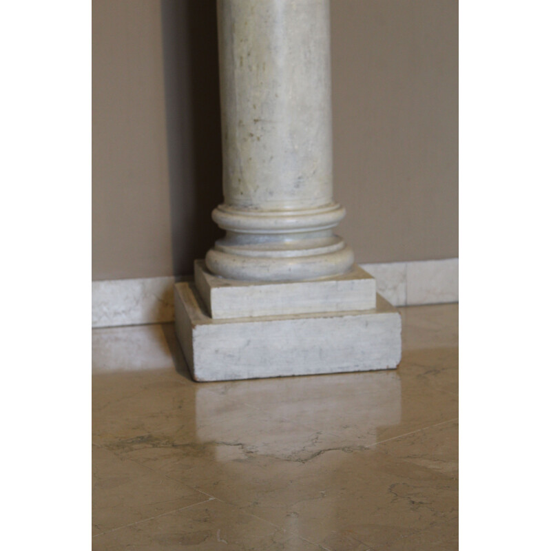 Pair of vintage wooden columns with 1900 Carrara marble effect