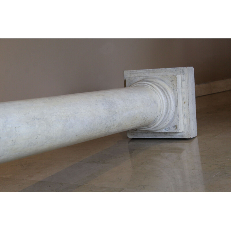 Pair of vintage wooden columns with 1900 Carrara marble effect