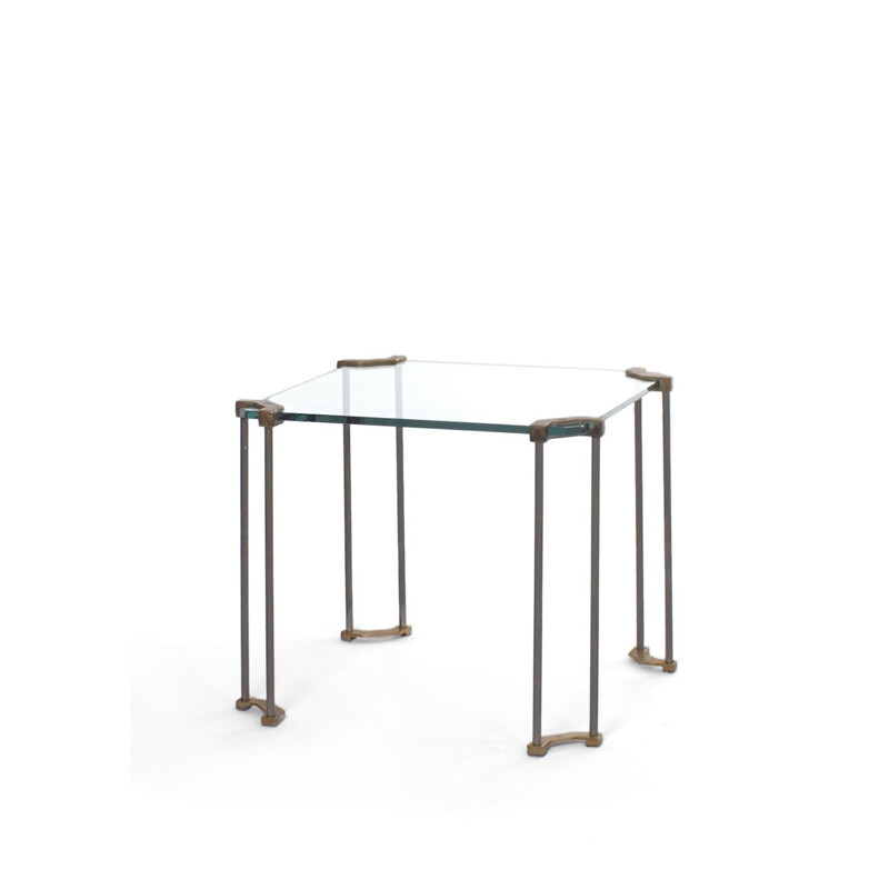 Vintage glass and brass side table Peter Ghyczy 1970