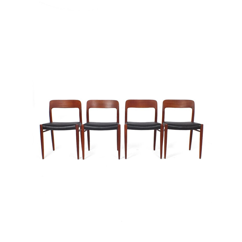 Set of 4 vintage chairs model 75- J.L. Møller - Niels O. Møller 1954