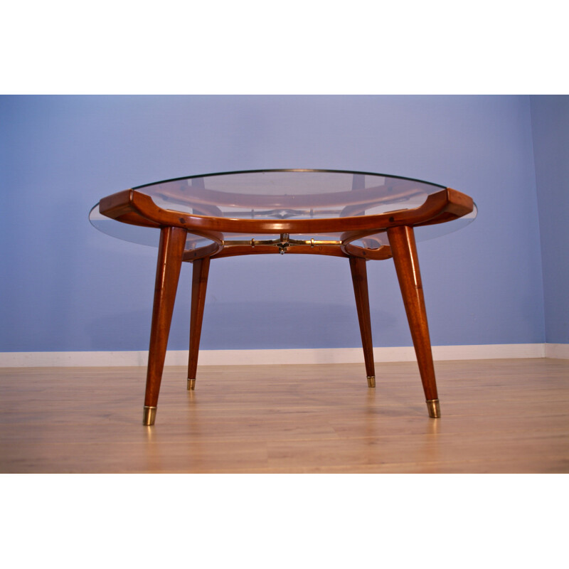Vintage coffee table "Acrilon" in walnut by William Watting for Fristho, Germany 1950