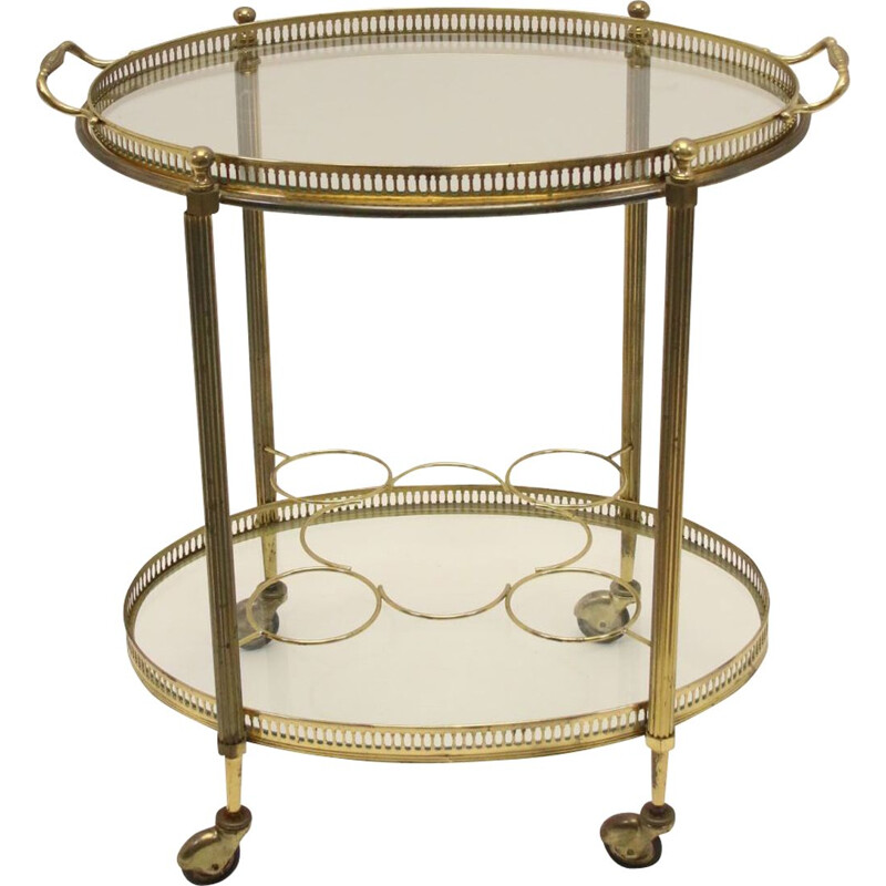 Vintage brass drinks trolley, Maison Jansen Paris 1950