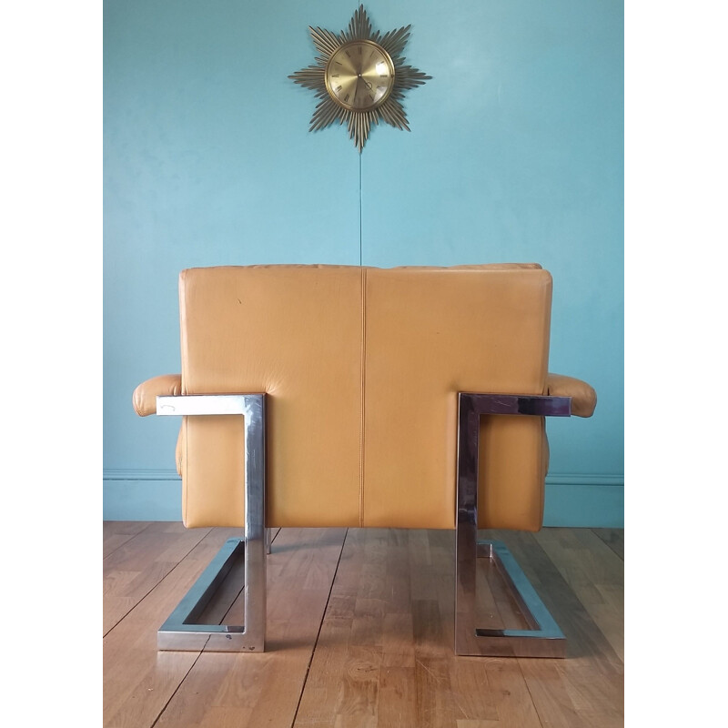 Vintage leather club armchair by Tim Bates for Pieff 1970
