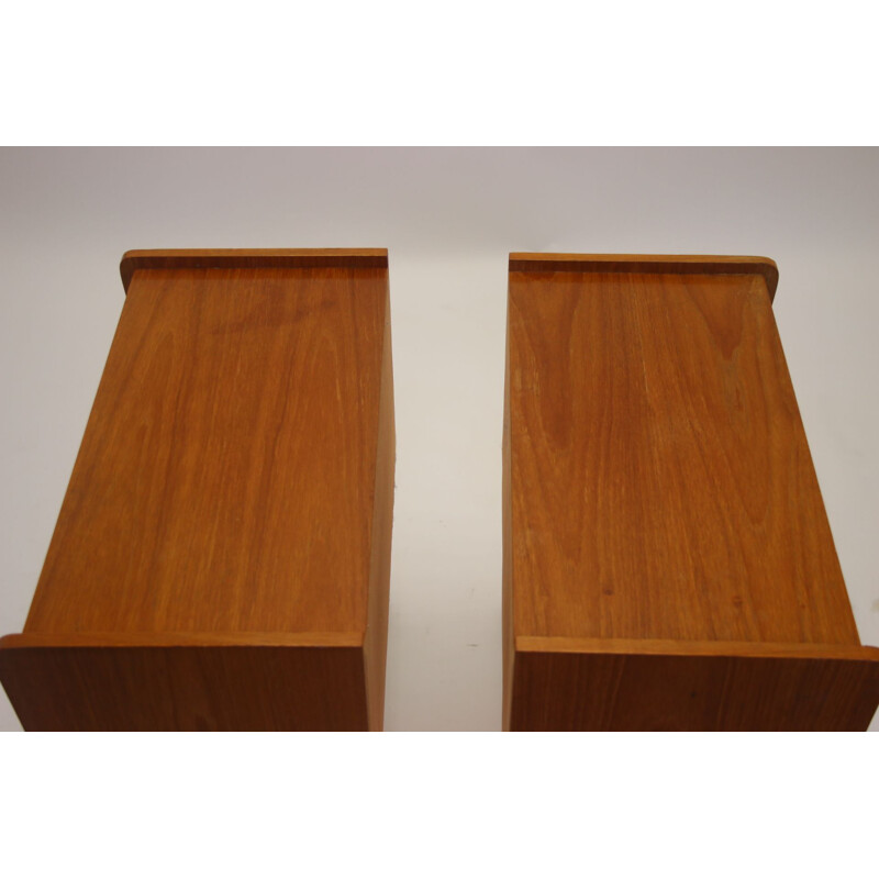 Pair of vintage bedside tables with drawer, Danish 1960s