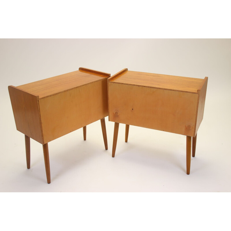 Pair of vintage bedside tables with drawer, Danish 1960s