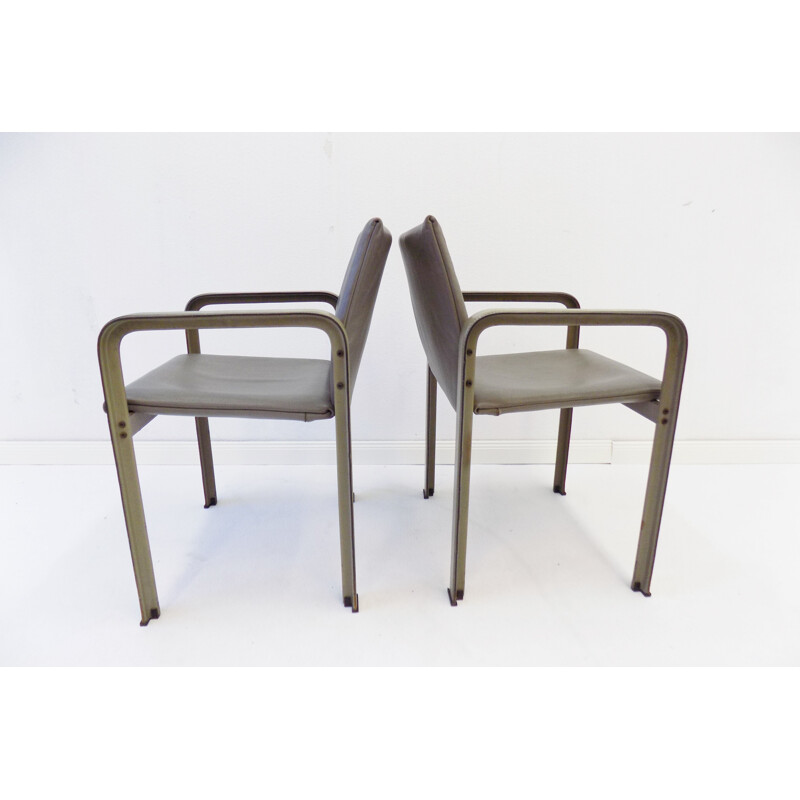 Paar vintage lederen fauteuils van Jaques Toussaint en Patrizia Angeloni voor Matteo Grassi, 1970