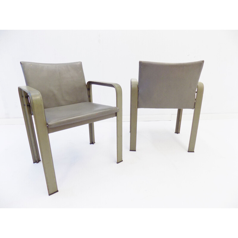 Paire de fauteuils vintage en cuir par Jaques Toussaint et Patrizia Angeloni pour Matteo Grassi, 1970