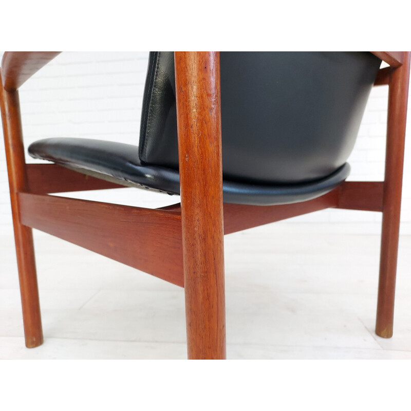 Vintage armchair with teak stool, Denmark 1960