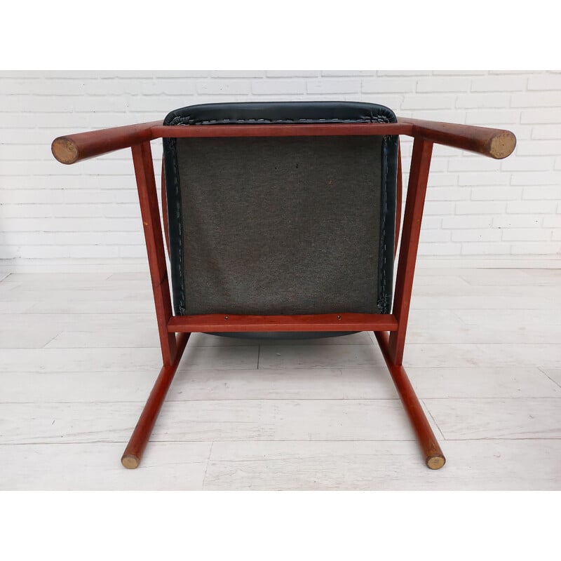 Vintage armchair with teak stool, Denmark 1960