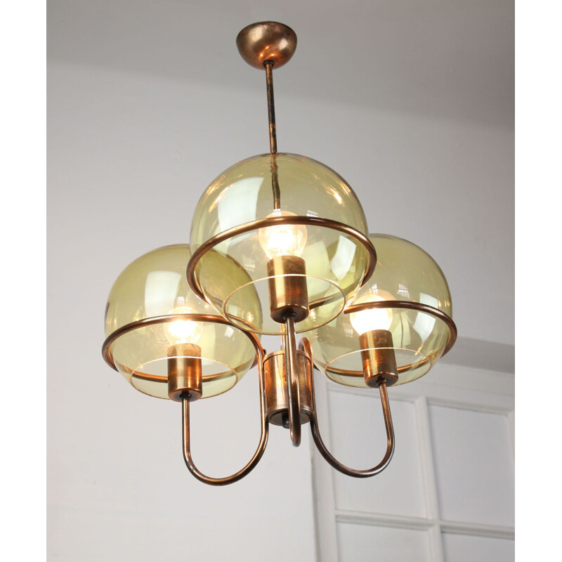 Minimalist vintage glass chandelier with globes