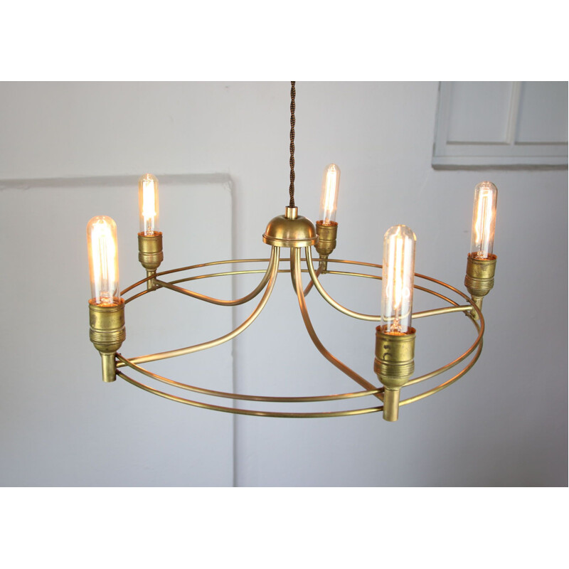 Vintage minimalist brass chandelier