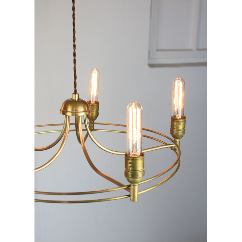 Vintage minimalist brass chandelier