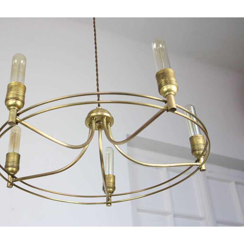 Vintage minimalist brass chandelier