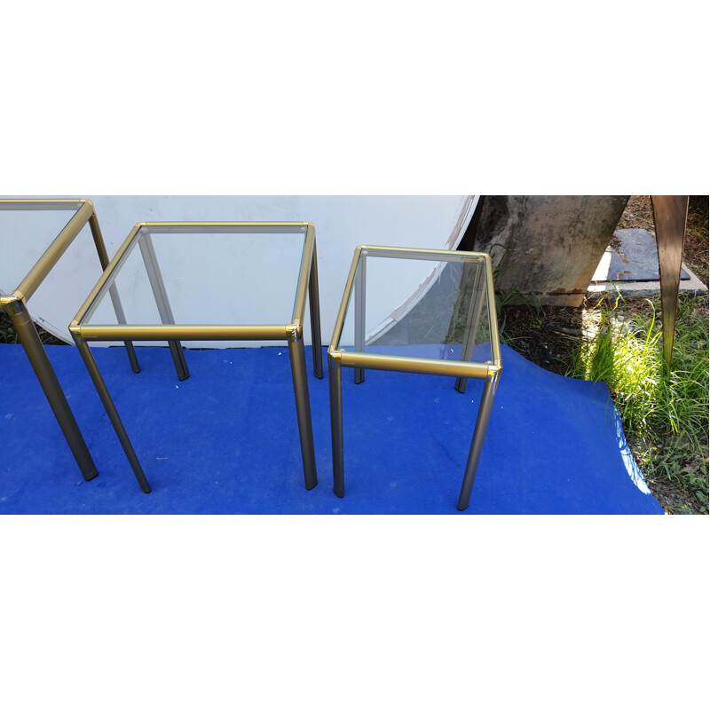 Vintage gilt metal nesting tables