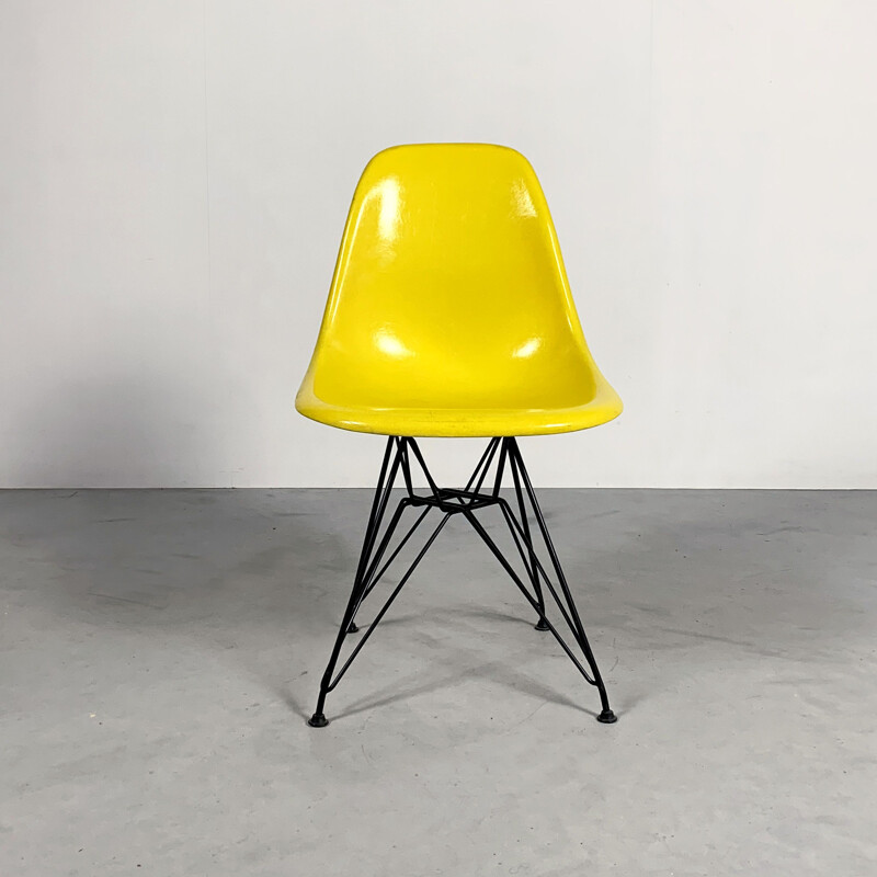 Vintage Yellow DSW Dining Chair by Charles & Ray Eames for Herman Miller, 1980s