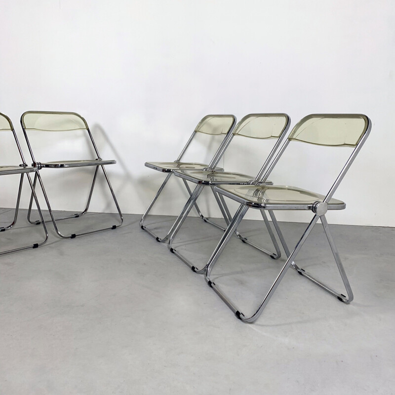 6 vintage Plia folding chairs by Giancarlo Piretti for Castelli, 1960s