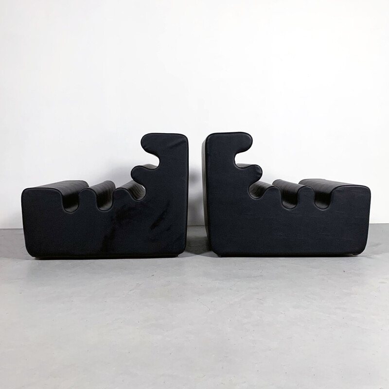 Pair of Vintage Leather Karelia Lounge Chairs by Liisi Beckmann for Zanotta, 1970s