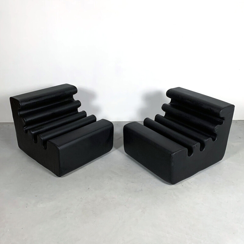 Pair of Vintage Leather Karelia Lounge Chairs by Liisi Beckmann for Zanotta, 1970s