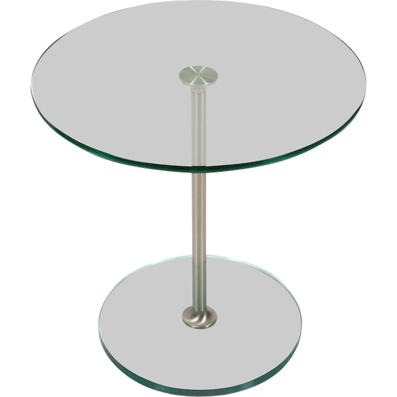 Table d'appoint vintage avec verre et aluminium brossé