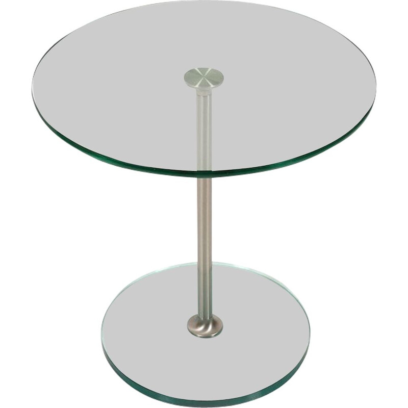 Vintage side table with glass and brushed aluminum