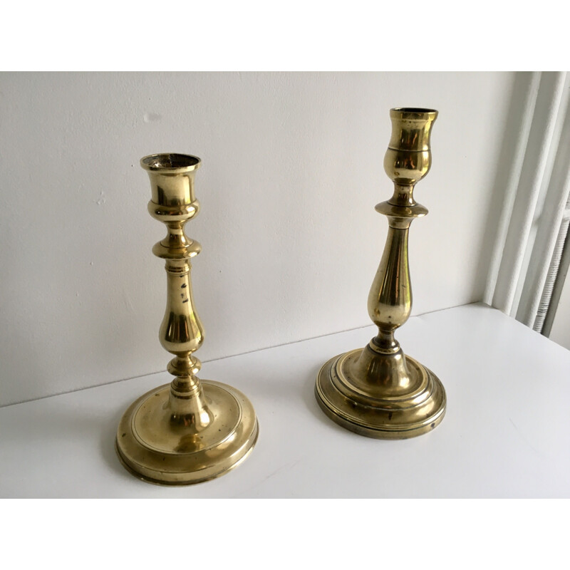 Pair of Vintage Brass Candleholders