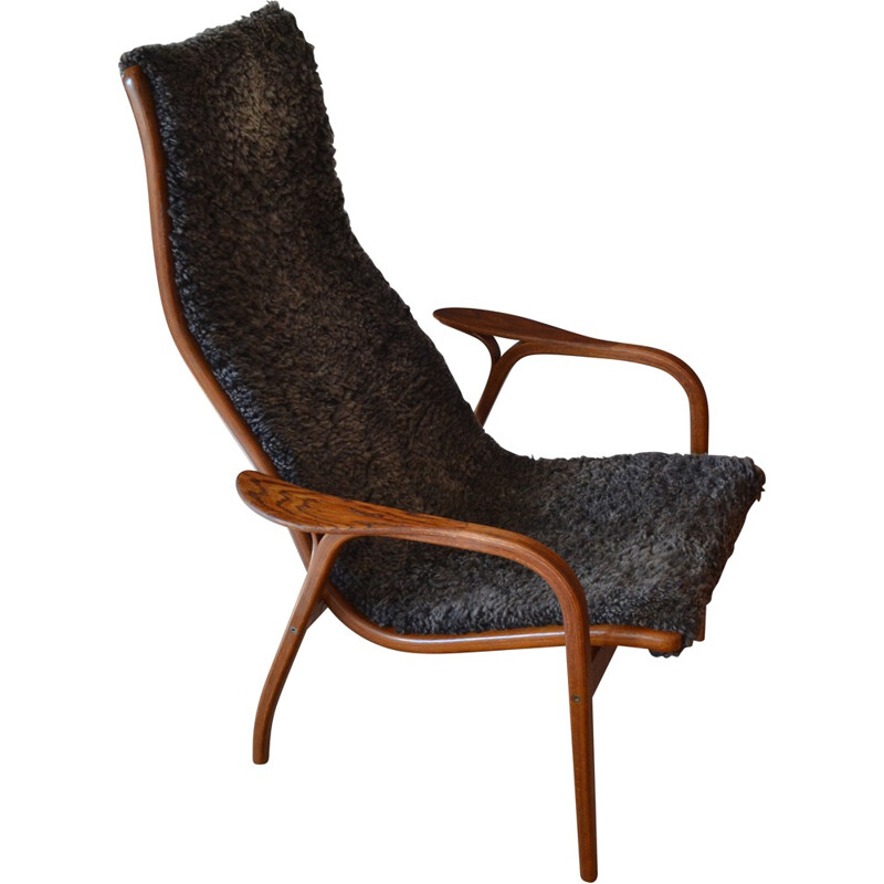 Fauteuil scandinave "Lamino" en chêne et peau de mouton, Yngve EKSTROM - 1960