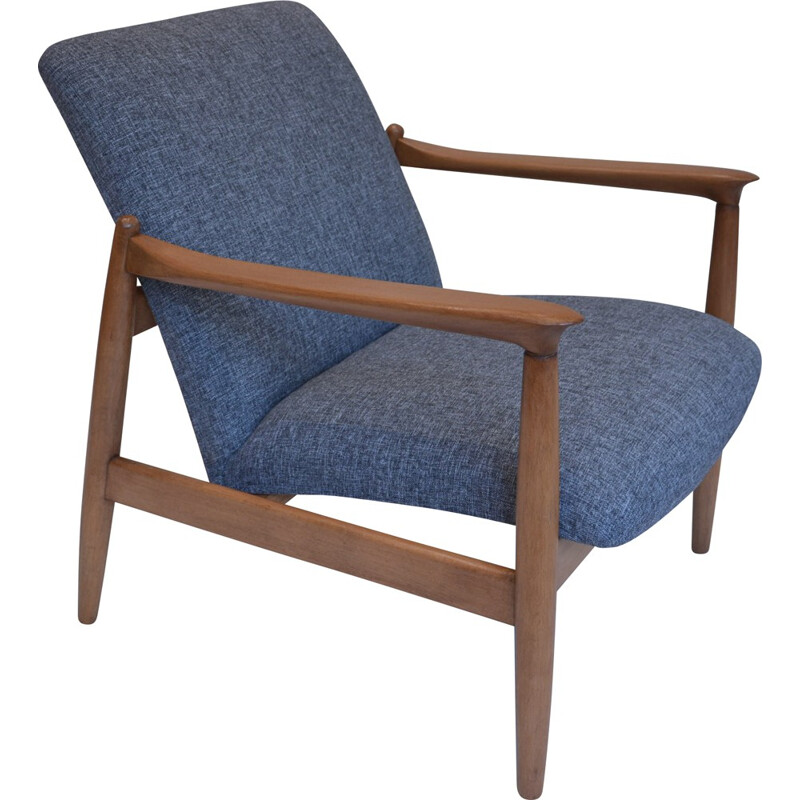 "Wroclaw" mid-century grey Polish arm chair - 1960s