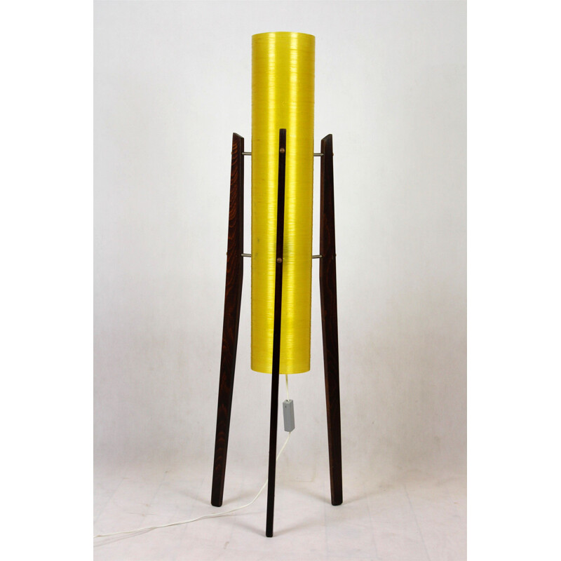 Vintage Floor Lamp from Novoplast Sered, Fiberglass & Wood Rocket 1960s