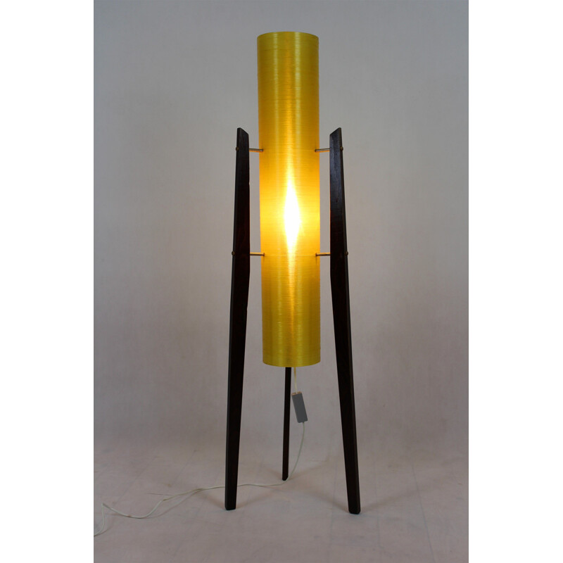 Vintage Floor Lamp from Novoplast Sered, Fiberglass & Wood Rocket 1960s