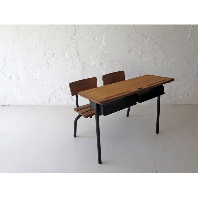 Vintage double school desk 1950