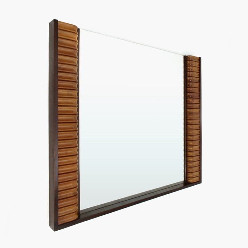 Vintage mirror with wooden frame 1950