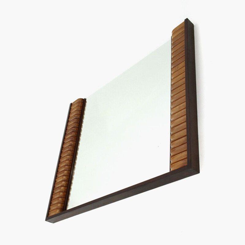 Vintage mirror with wooden frame 1950