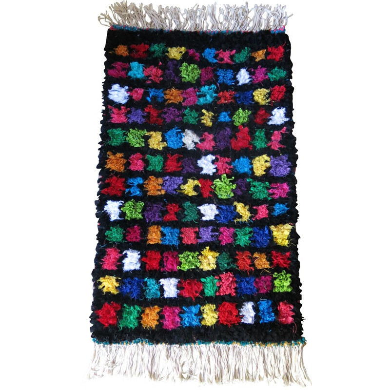 Small Multicolored Boucherouite Moroccan Rug - 2000