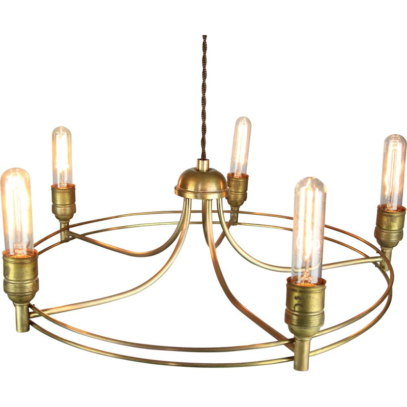 Vintage minimalist brass chandelier