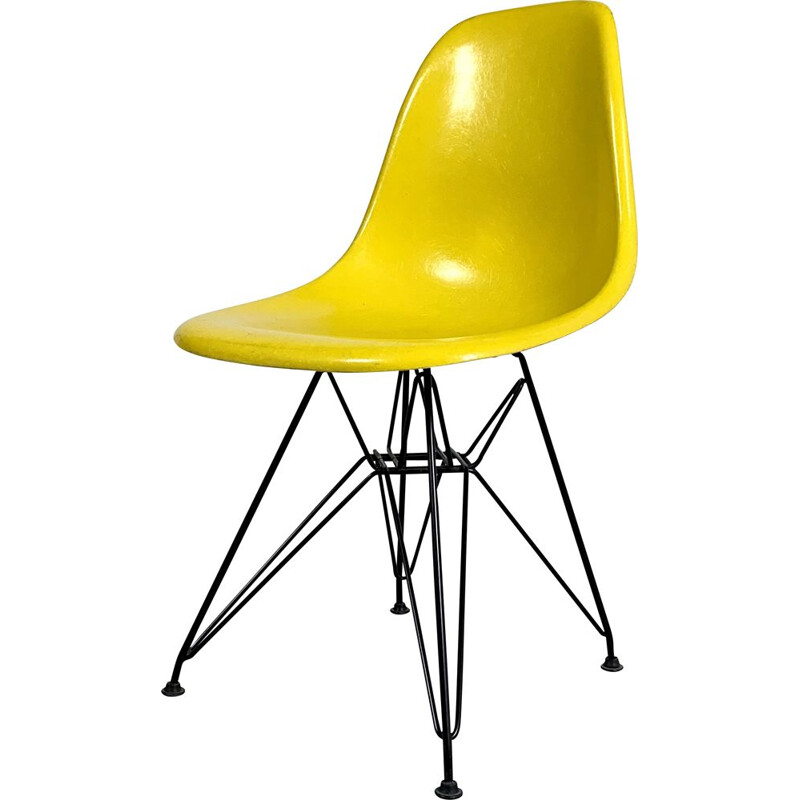Vintage Yellow DSW Dining Chair by Charles & Ray Eames for Herman Miller, 1980s