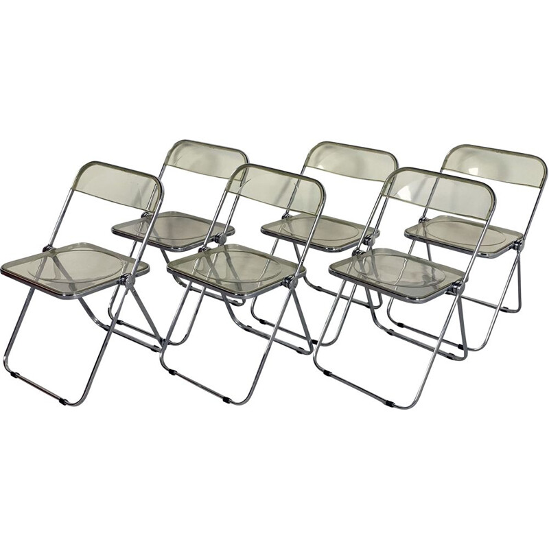 6 vintage Plia folding chairs by Giancarlo Piretti for Castelli, 1960s