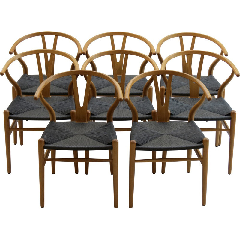 Set of 8 Carl Hansen "Wishbone" chairs, Hans WEGNER - 1950s