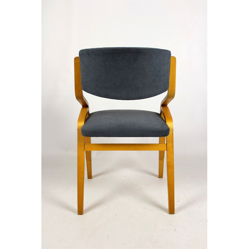 Set of 4 vintage curved plywood chairs from Holesov, Czech Republic 1970