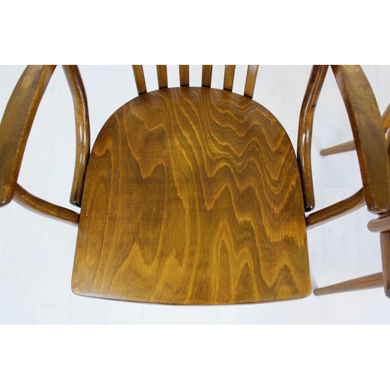 Pair of vintage wooden chairs by Antonin Suman for Ton, Czech Republic 1960