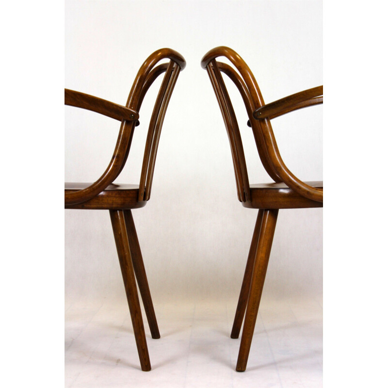 Pair of vintage wooden chairs by Antonin Suman for Ton, Czech Republic 1960