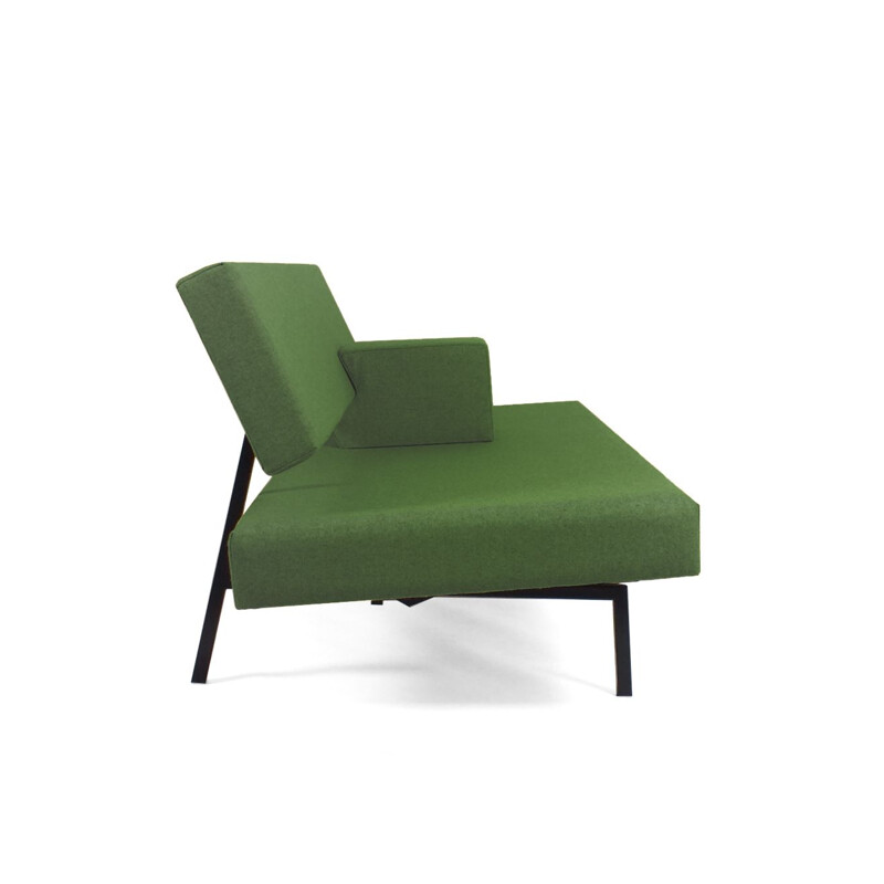 Vintage green sofa bed with armrest Martin Visser for Spectrum, Netherlands 1960