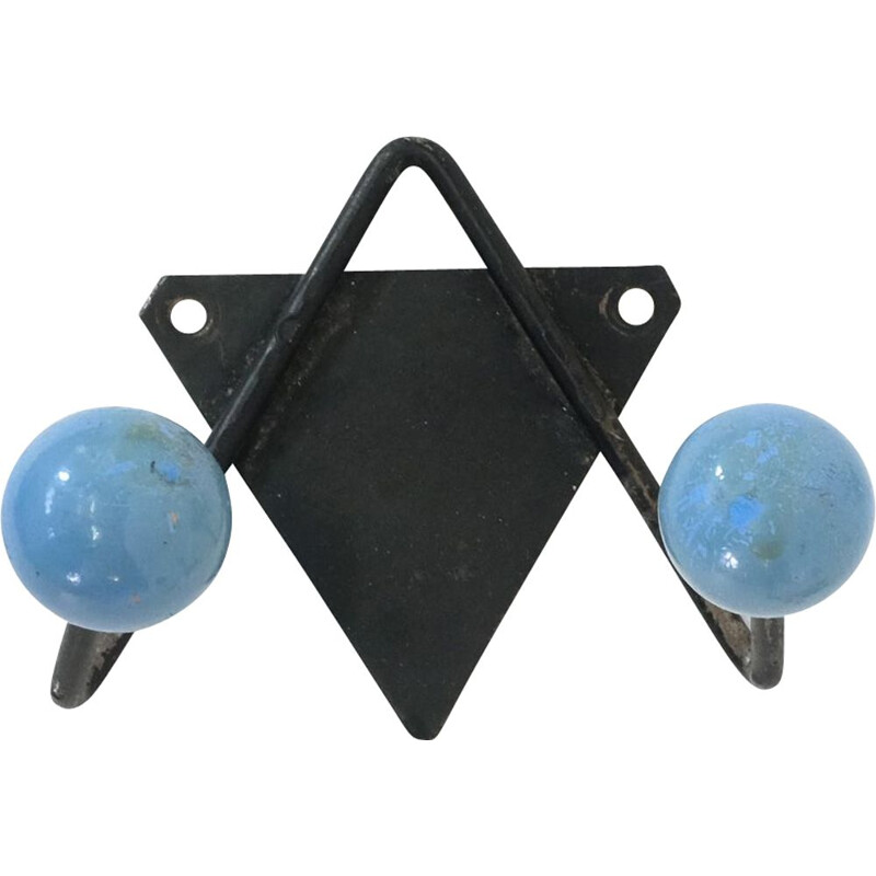 Vintage coat rack blue 1970