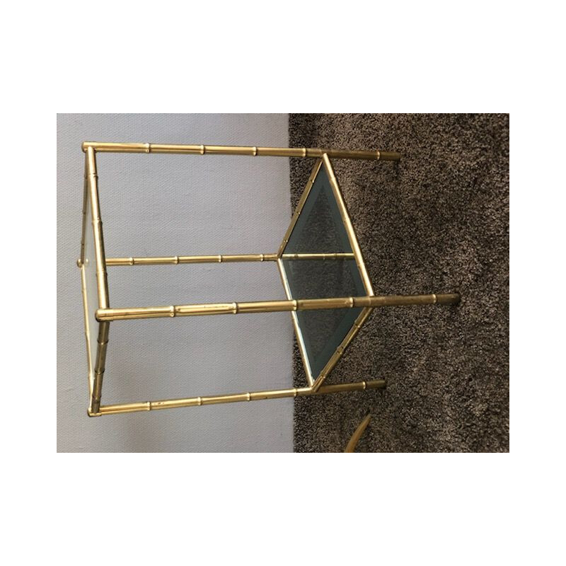 Vintage Brass and Tinted Glass Side Table from Maison Baguès, France 1960