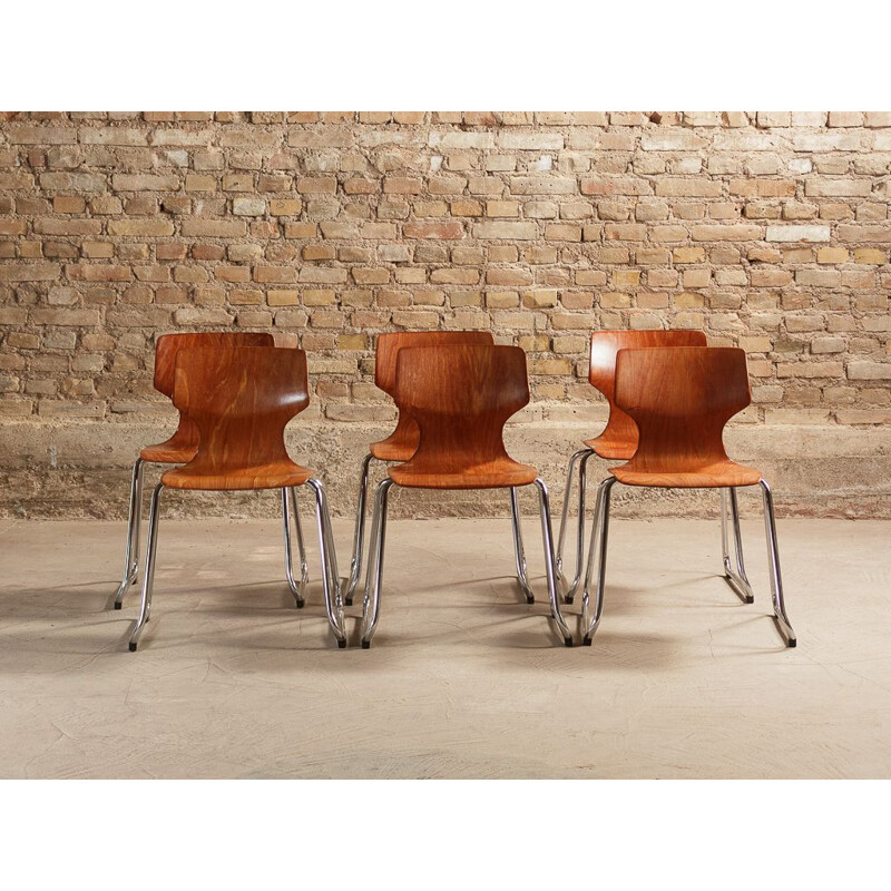 Lot de 6 chaises Flötotto en Pagwood par Adam Stegner, circa 1960